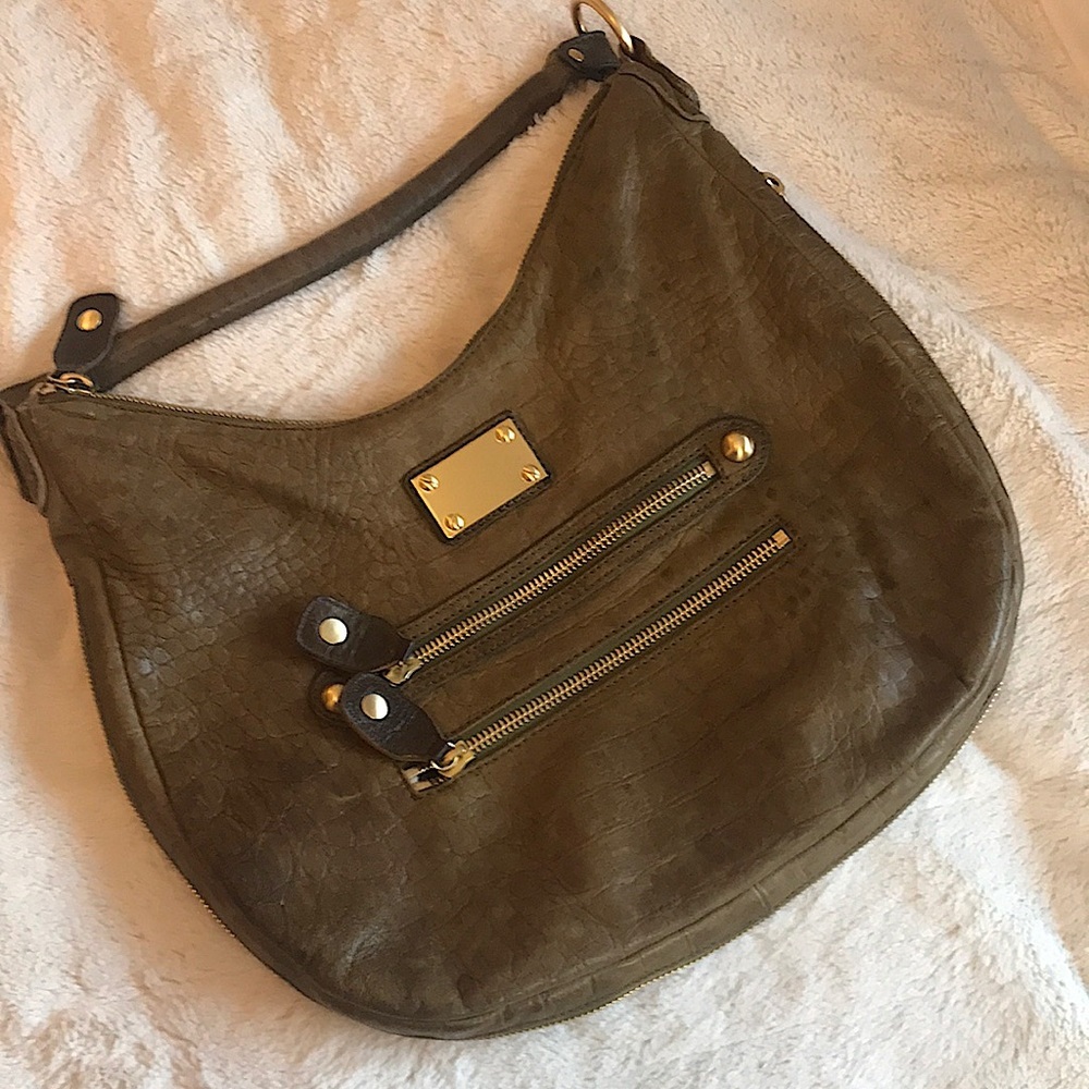 Linea Pelle Green Reptile Leather Hobo Shoulder Bag